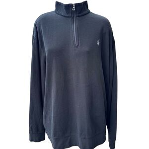 Mens Black Pullover Quarter Zip Polo Sweatshirt size XL